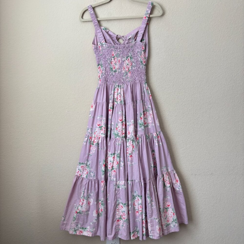 CB Positano Handmade in Italy Boho Floral Print Cotton Tiered Midi Dress - Picture 10 of 12